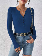 Ribbed Knit Button Front Knit TopKnit Tops