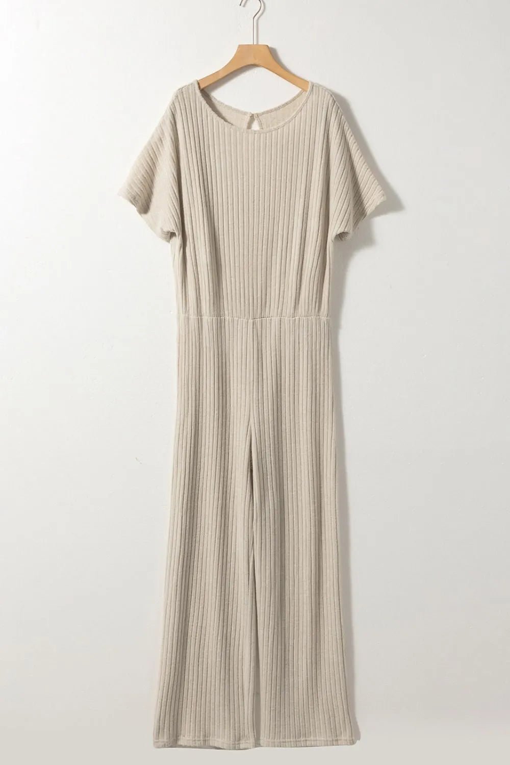 Ribbed Knit Wide Leg Jumpsuit.