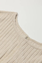 Ribbed Knit Wide Leg Jumpsuit.