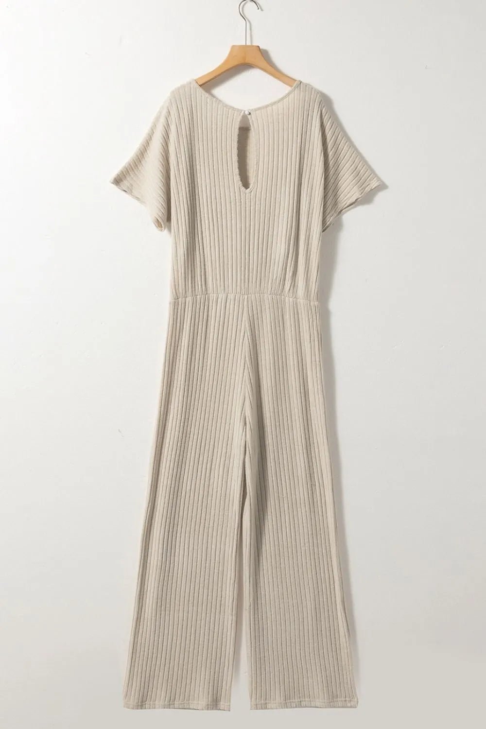 Ribbed Knit Wide Leg Jumpsuit.