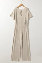Ribbed Knit Wide Leg Jumpsuit.