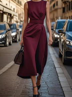 Round Neck Sleeveless Midi Dress
