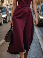 Round Neck Sleeveless Midi Dress