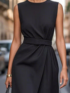 Round Neck Sleeveless Midi Dress.
