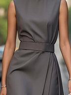Round Neck Sleeveless Midi Dress.