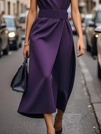 Round Neck Sleeveless Midi Dress.