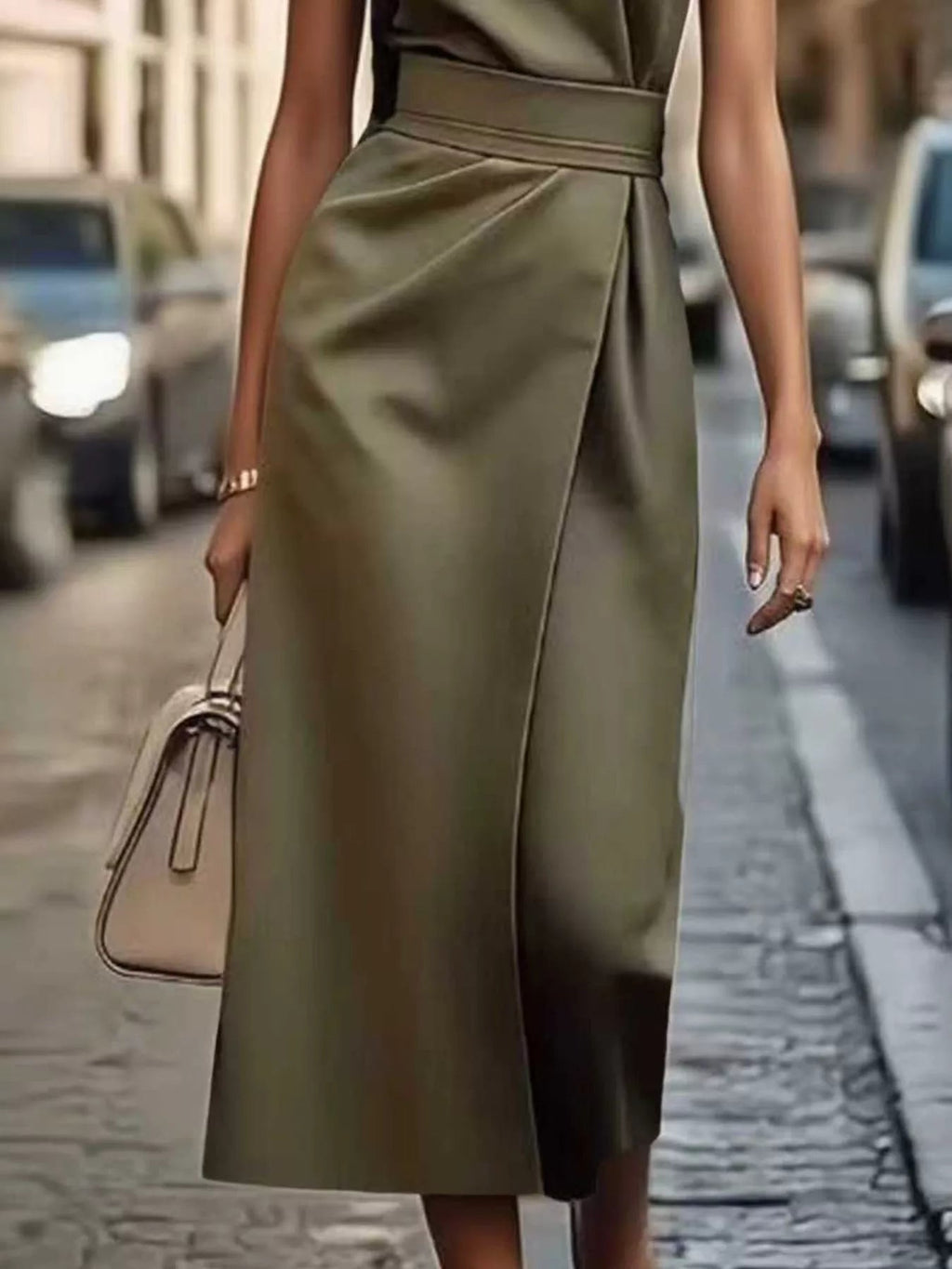 Round Neck Sleeveless Midi Dress