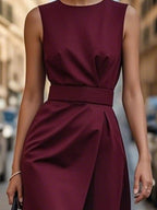Round Neck Sleeveless Midi Dress