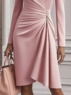 Ruched Surplice Long Sleeve Dress.