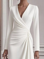 Ruched Surplice Long Sleeve Dress.