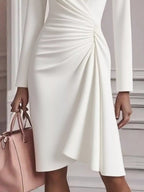 Ruched Surplice Long Sleeve Dress.