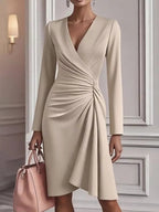 Ruched Surplice Long Sleeve Dress.