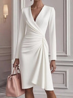 Ruched Surplice Long Sleeve Dress.