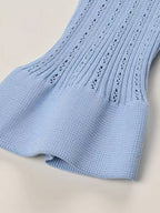 Ruffled V-Neck Top and Midi Skirt Sweater Set.