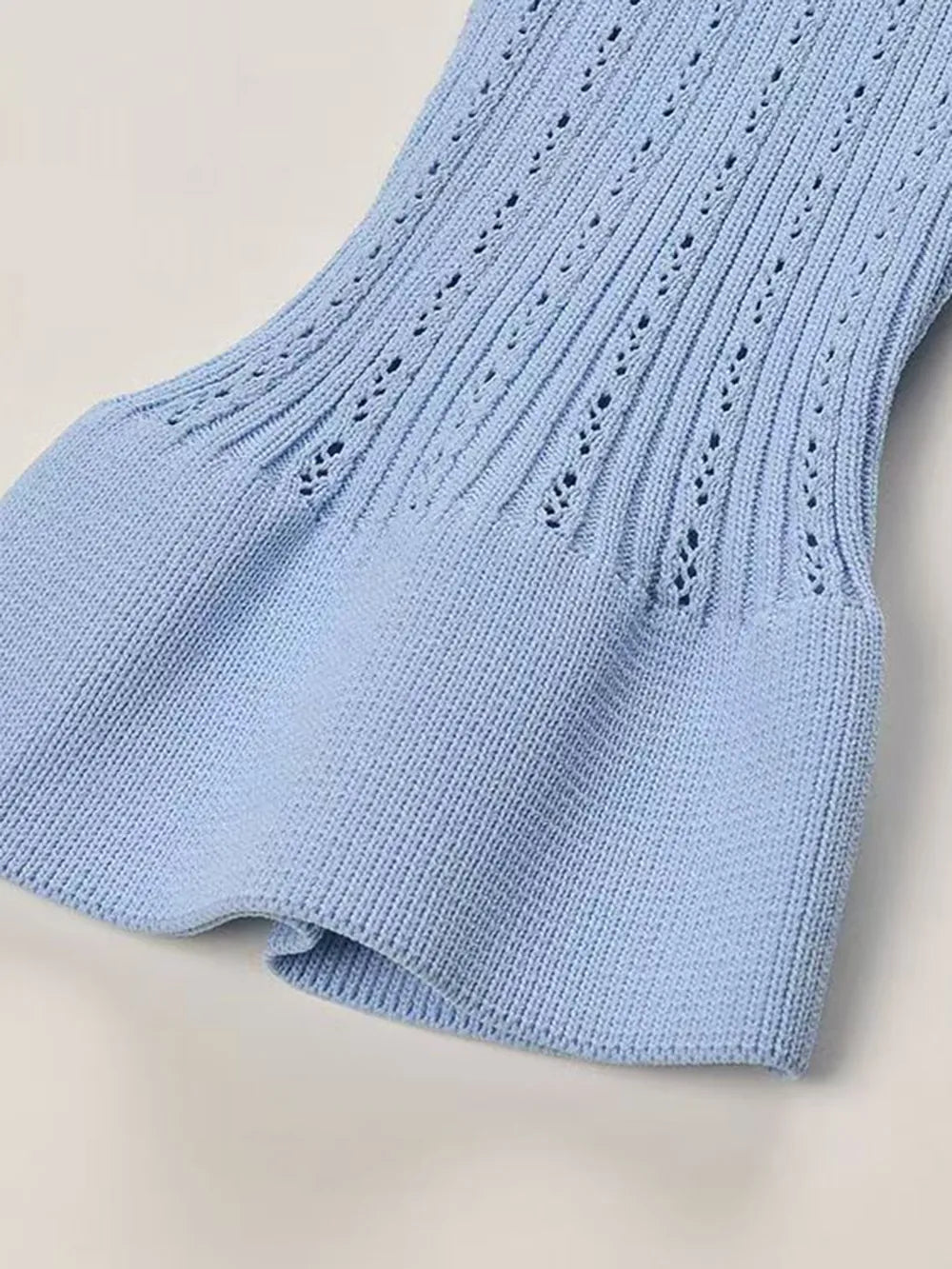 Ruffled V-Neck Top and Midi Skirt Sweater Set.