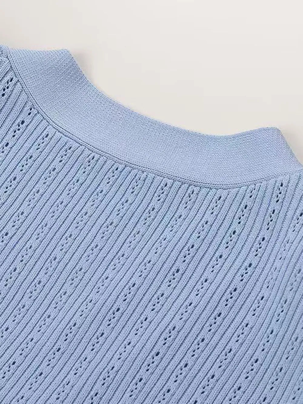 Ruffled V-Neck Top and Midi Skirt Sweater Set.