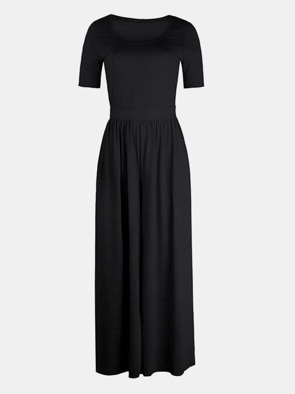 Scoop Neck Short Sleeve Jumpsuit.