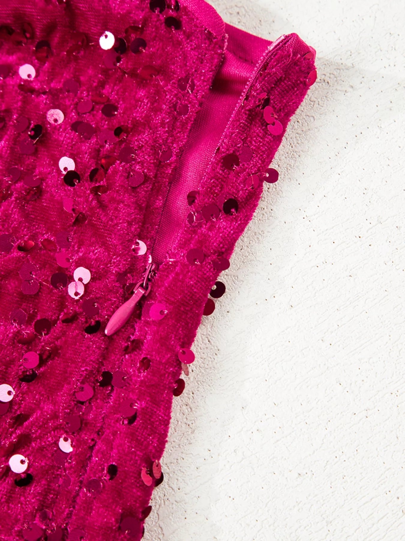 Sequin One-Shoulder Dress with High Slit.