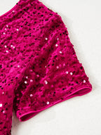 Sequin One-Shoulder Dress with High Slit.