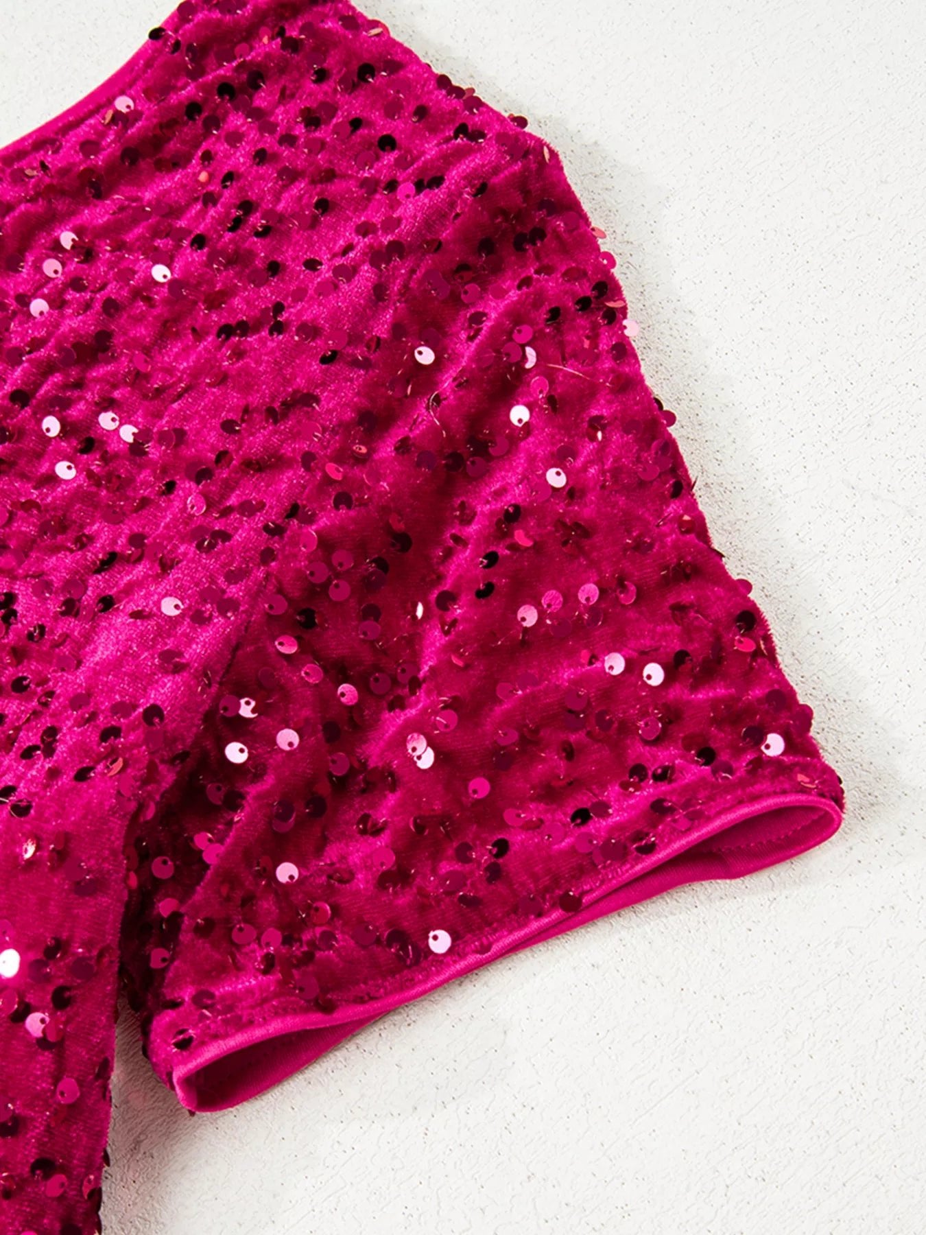 Sequin One-Shoulder Dress with High Slit.