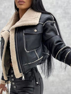 Sherpa Trim Cropped Jacket.