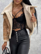 Sherpa Trim Cropped Jacket.