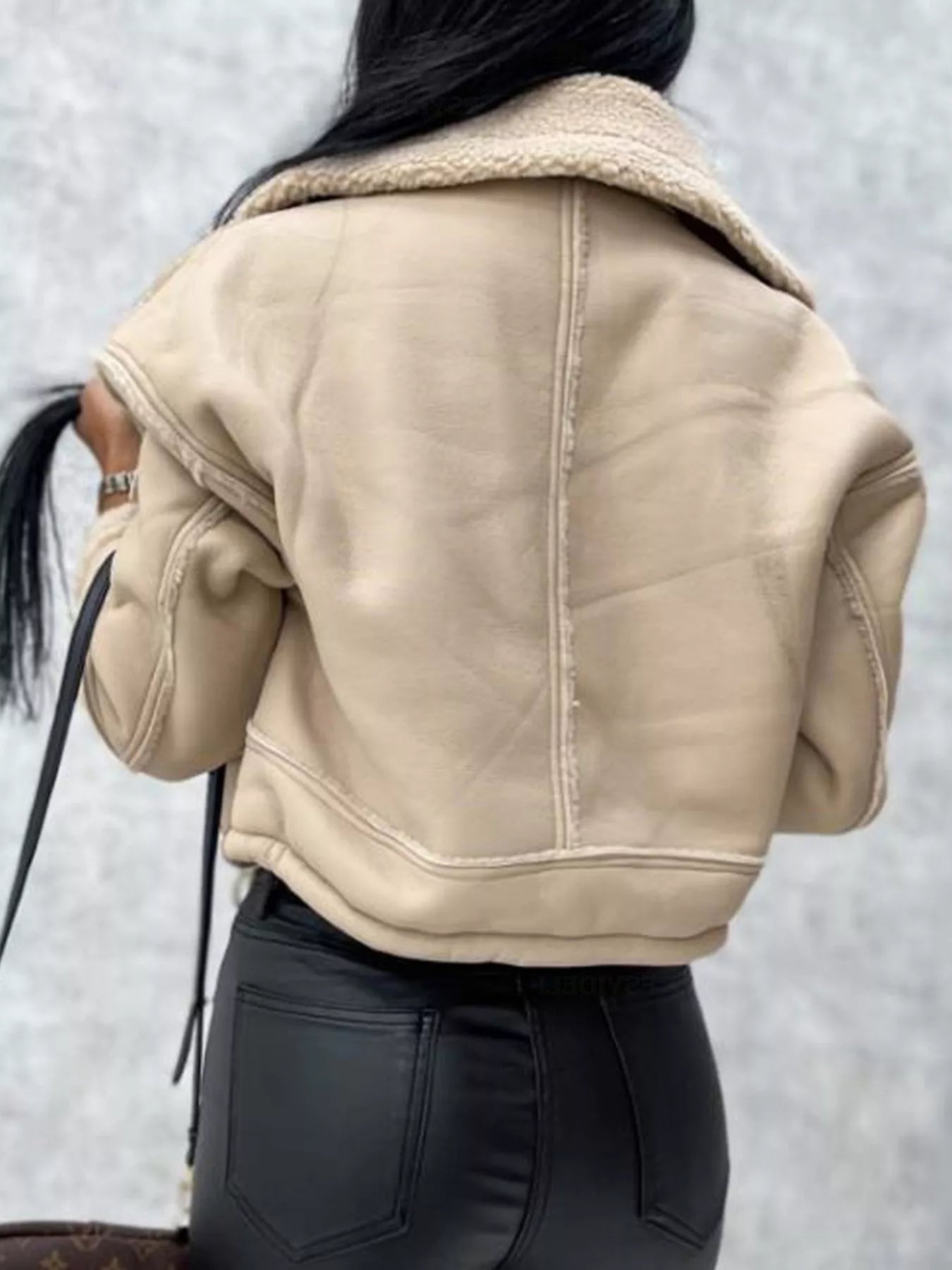 Sherpa Trim Cropped Jacket.