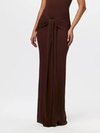 Sleeveless Mock Neck Knot Front Maxi Dress.