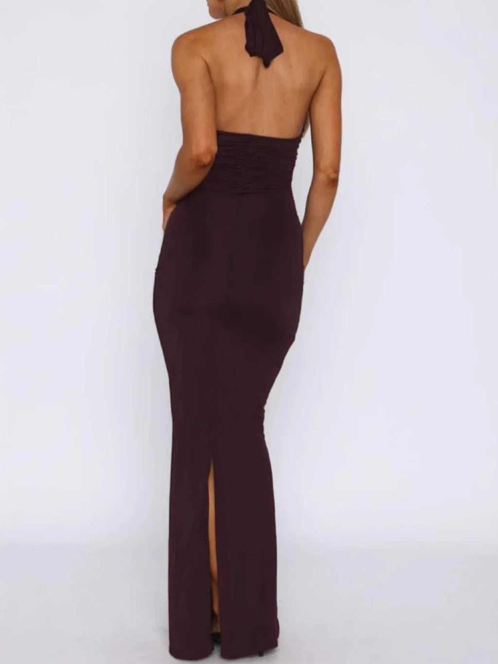 Slit Back Halter Neck Maxi Dress.