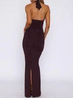 Slit Back Halter Neck Maxi Dress.