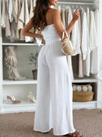 Smocked Tube Wide-Leg Jumpsuit.
