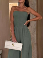 Smocked Tube Wide-Leg Jumpsuit.