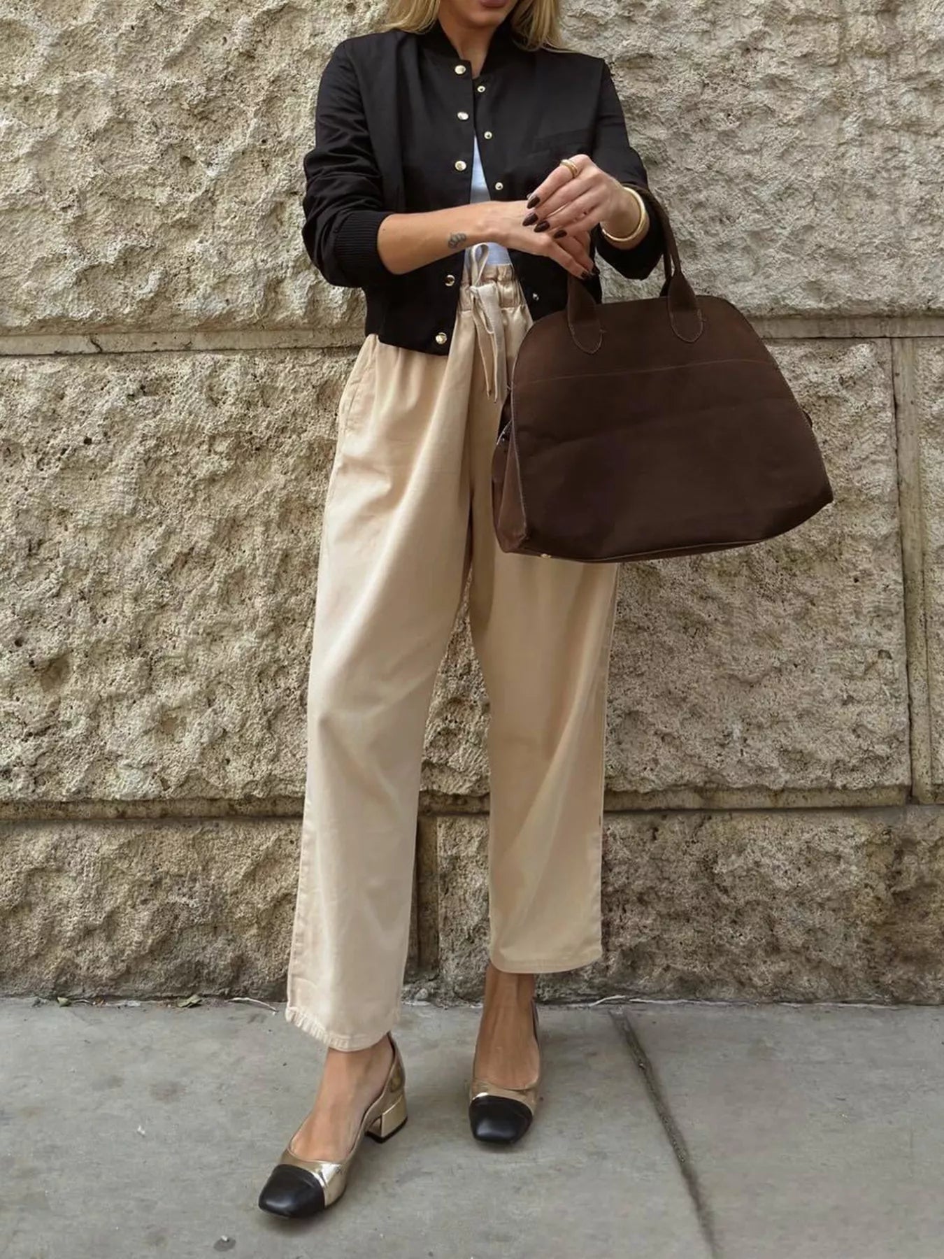 Snap Down Cropped Bomber Jacket.