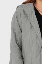 Snap Down Hooded Slit Winter Coat.