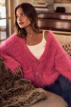 SO ME Soft Touch Hairy Loose Fit Cozy Sweater Cardigan.