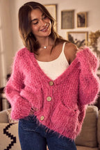 SO ME Soft Touch Hairy Loose Fit Cozy Sweater Cardigan.