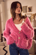 SO ME Soft Touch Hairy Loose Fit Cozy Sweater Cardigan.