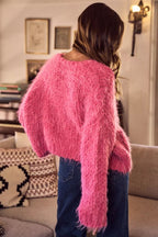 SO ME Soft Touch Hairy Loose Fit Cozy Sweater Cardigan.