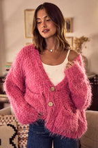 SO ME Soft Touch Hairy Loose Fit Cozy Sweater Cardigan.