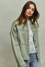SO ME Vintage Washed Button Twill Shacket.