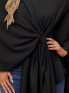 Solid Color Tie - Front Knit Cape Top
