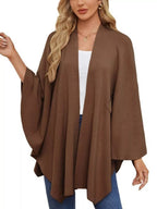 Solid Color Tie - Front Knit Cape Top