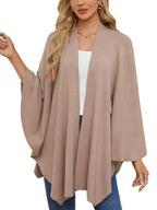 Solid Color Tie - Front Knit Cape Top