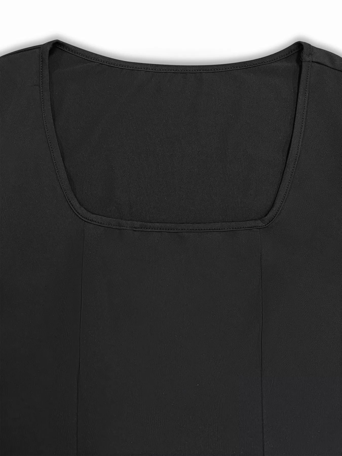 Square Neck Long Sleeve Slit Bodycon Maxi Dress.