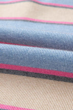 Striped Color Block Johnny Collar Sweater.