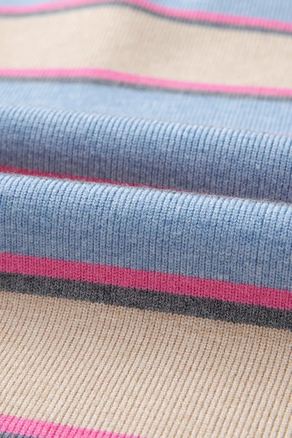 Striped Color Block Johnny Collar Sweater.