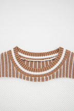 Striped Knit Long Sleeve Sweater.