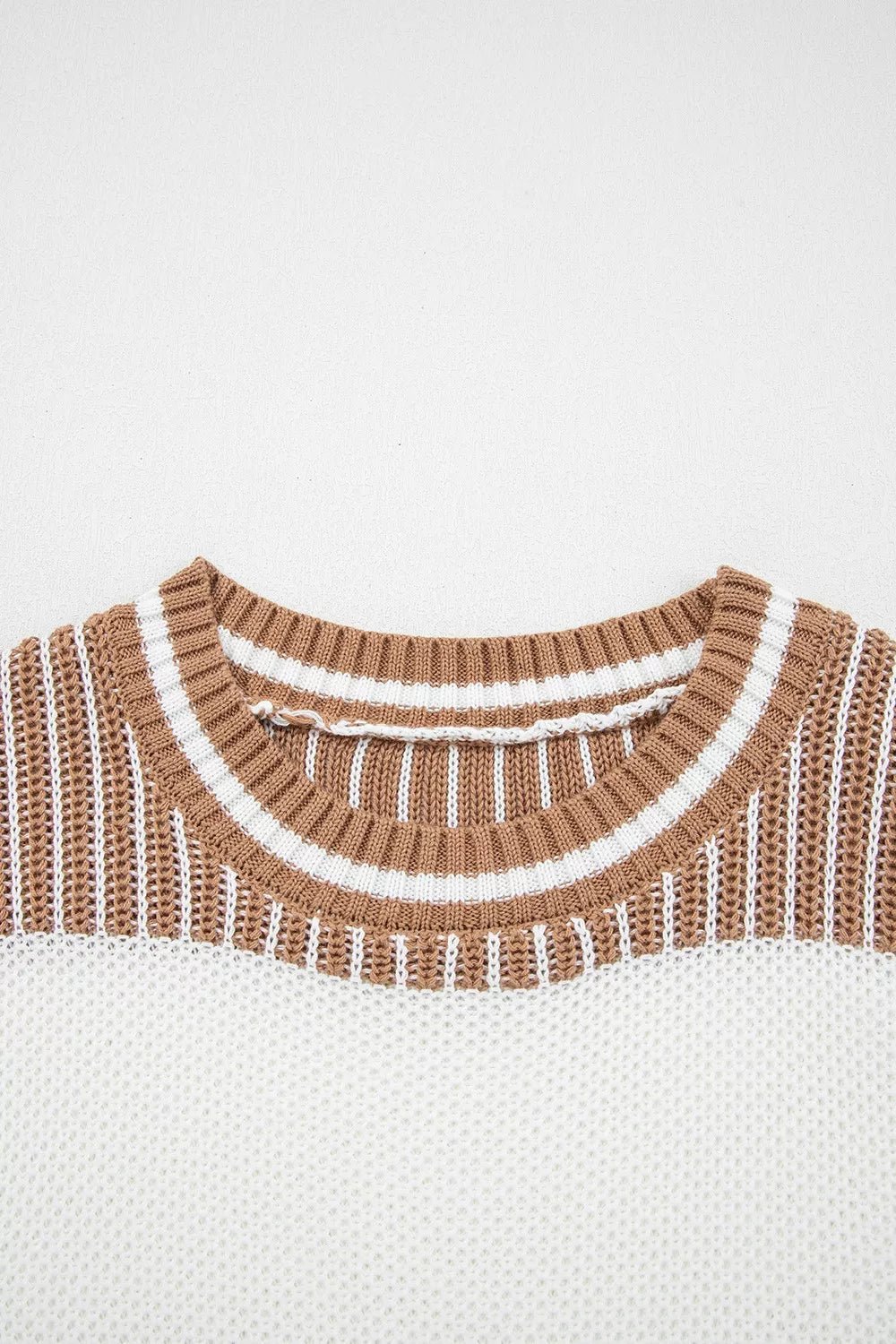 Striped Knit Long Sleeve Sweater.