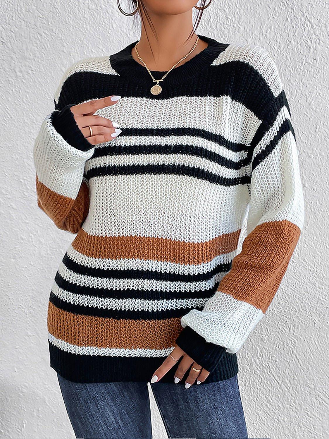 Striped Round Neck Sweater.