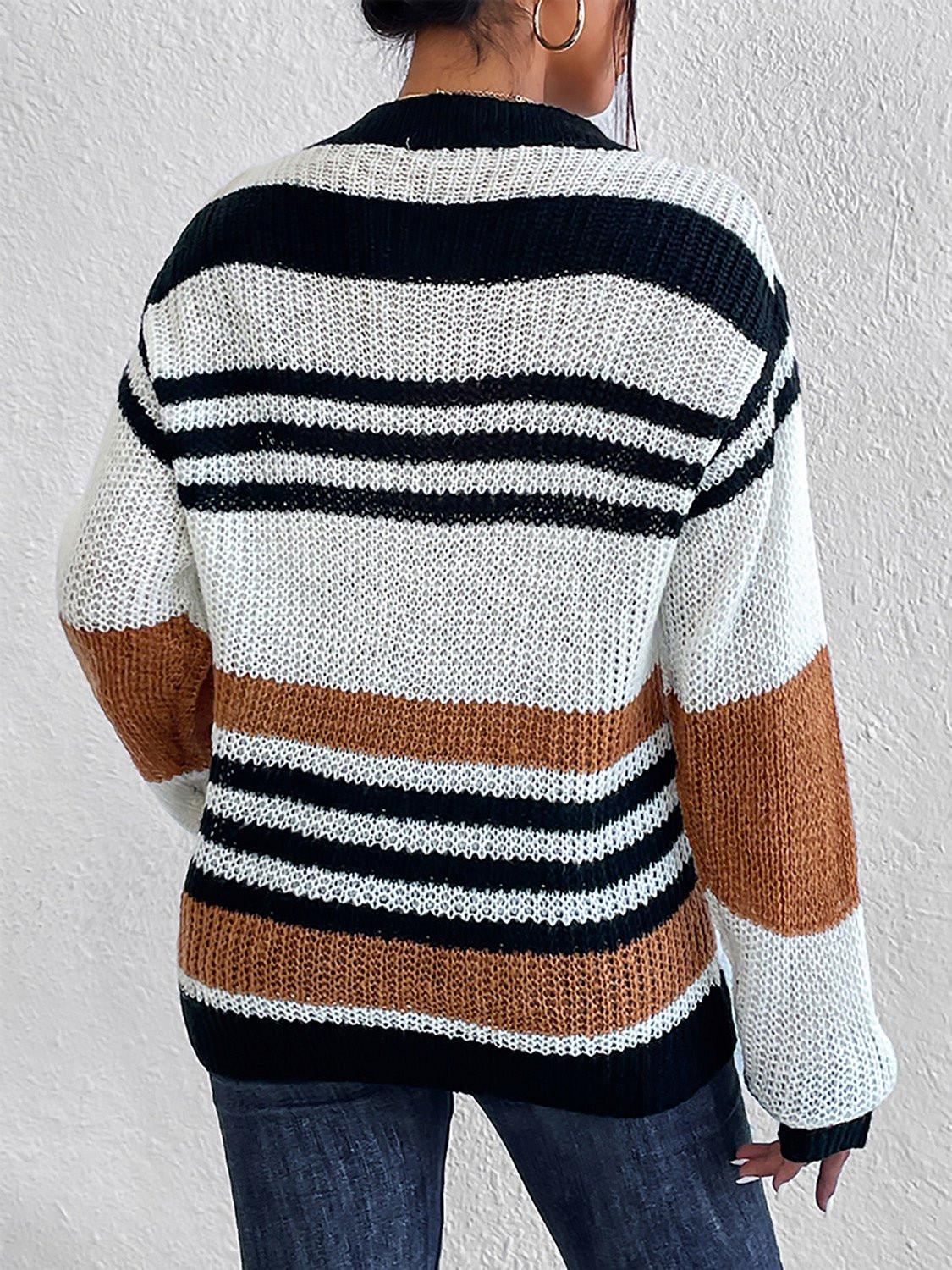 Striped Round Neck Sweater.